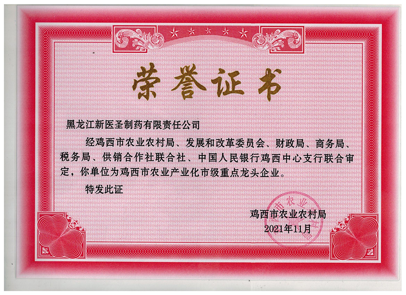 贺HTH.COM华体会中国制药获市级重点龙头企业称号